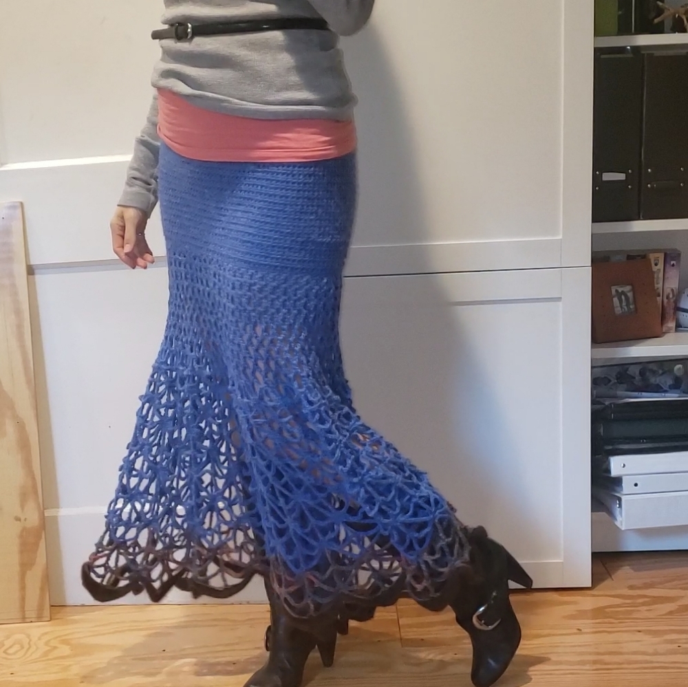 Unique Hand crochet Lacey Maxi Skirt